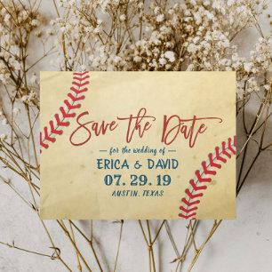 Cartão Postal De Anúncio Casamento Vintage Baseball Salve a Data