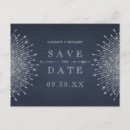 Cartão Postal De Anúncio Casamento vintage deco do marinho prata salvar a d