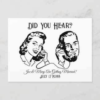 Cartão Postal De Anúncio Casamento vintage Divertido Salve a Data, Casament
