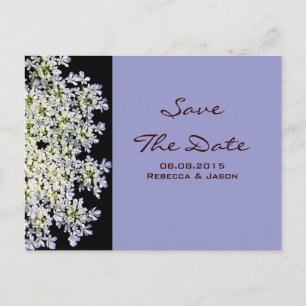 Cartão Postal De Anúncio casamento vintage floral roxo salvar a data