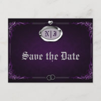 Casamento Vintage Gótico Roxo Prata Salve a Data