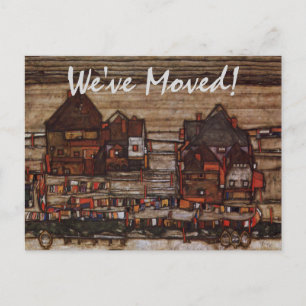 Cartão Postal De Anúncio Casas com Roupa para Lavar por Schiele, Mudança de