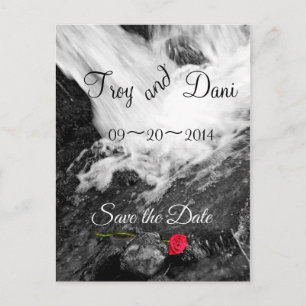 Cartão Postal De Anúncio Cascata e Rosa - Salve a data