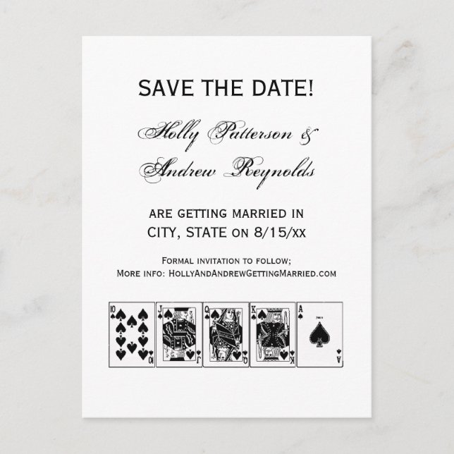 Cartão Postal De Anúncio Casino Night Poker Royal Hetero Flush Spades (Frente)