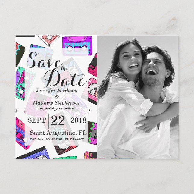 Cartão Postal De Anúncio Cassetes de banda magnética modeladas dos anos 90 (Frente)