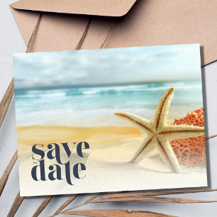 Cartão Postal De Anúncio Casual Estrela-do-Mar Casamento na Praia Salve a D