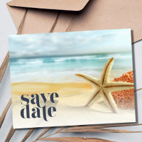 Casual Starfish Beach Wedding Save the Date