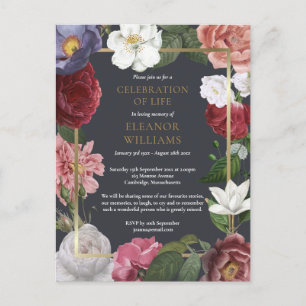Cartão Postal De Anúncio Celebração da Rosa Floral da Vida Funeral