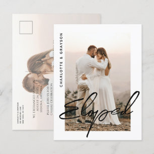 Cartão Postal De Anúncio Celebração de Casamento Furtivo Foto Recém-Casados