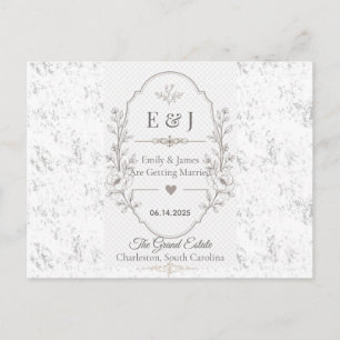 Cartão Postal De Anúncio Celebração de Casamento Romântico de Luxo Design