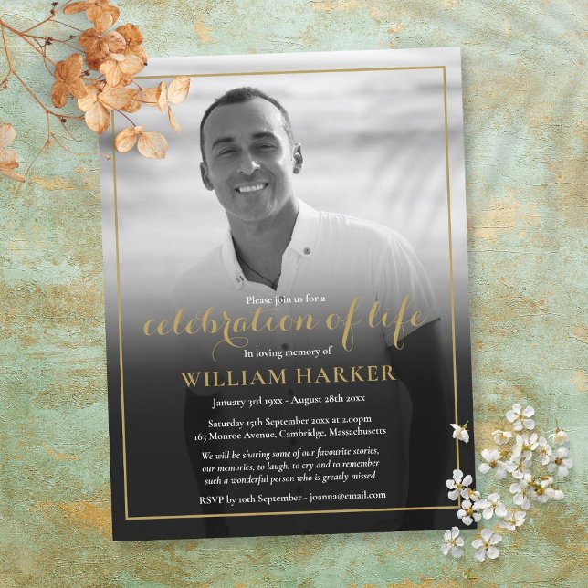 Cartão Postal De Anúncio Celebração do Funeral de Foto Preta e Branca (Criador carregado)