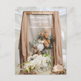 Cartão Postal De Anúncio Celebrações com Flores Brancas em torno de seda