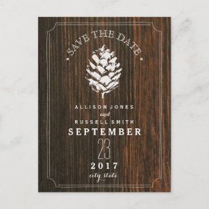 Cartão Postal De Anúncio Celeiro de Madeira Pinecone Save The Date