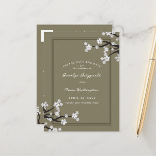 Cartão Postal De Anúncio Cerejeiras Brancas Flor de Sakura Asiática Salvar 