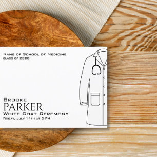 Cartão Postal De Anúncio Cerimônia de Colação de Grau com Jaleco Branco Mod