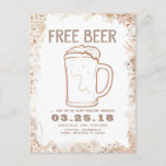 Cartão Postal De Anúncio Cerveja Livre| Rustic Funny Salvar a Data<br><div class="desc">Russo e engraçado salvar o cartão-postal "Free Beer" - uma maneira única de anunciar seu casamento.</div>