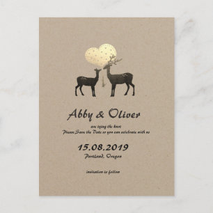 Cartão Postal De Anúncio Cervo Amor Bosque Cervo Salve A Data