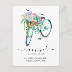 Cartão Postal De Anúncio Cesta Floral Daisy de Bicicleta Aqua Móvel