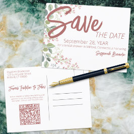 Cartão Postal De Anúncio Chá de panela de Borda Floral da Coluna de Água Pa