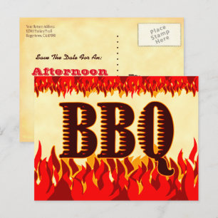 Cartão Postal De Anúncio Chamas Ocidentais do churrasco Guardar Cartão-Post