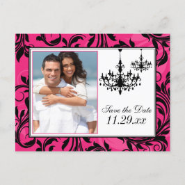 Cartão Postal De Anúncio Chandeliers brancos pretos cor-de-rosa Salve a pla