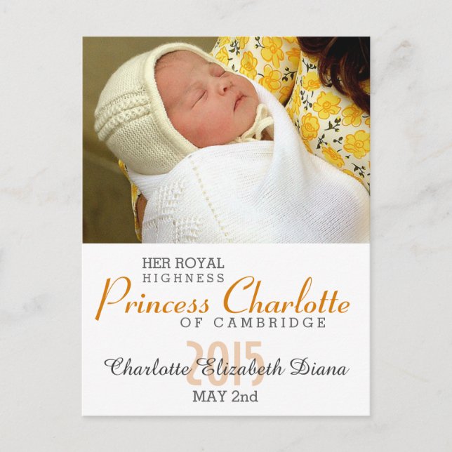 Cartão Postal De Anúncio Charlotte Elizabeth Diana - Ingleses querem Kate (Frente)
