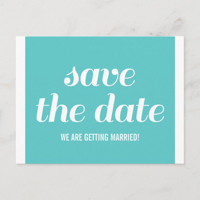 Cartão Postal De Anúncio Charm Save the Date Postcard, Turquoise (Frente)