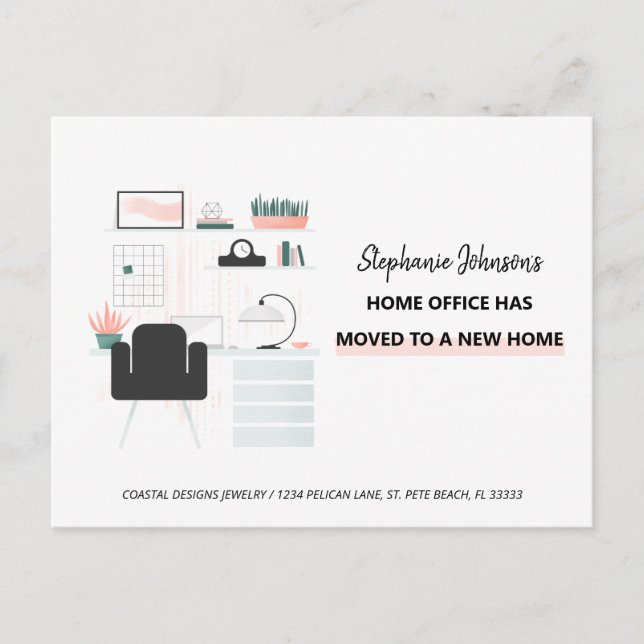 Cartão Postal De Anúncio Chefe Lady Entrepreneur Home Office Moving (Frente)