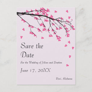 Cartão Postal De Anúncio Cherry Blossom Stem - Salve a data