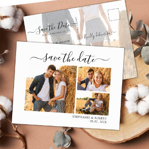 Cartão Postal De Anúncio Chic 3 Colagem de Fotos Orçamento de Casamento Sal