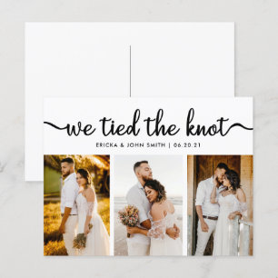 Cartão Postal De Anúncio Chic Caligrafia Nós Amarrámos o Nó Foto Casamento 