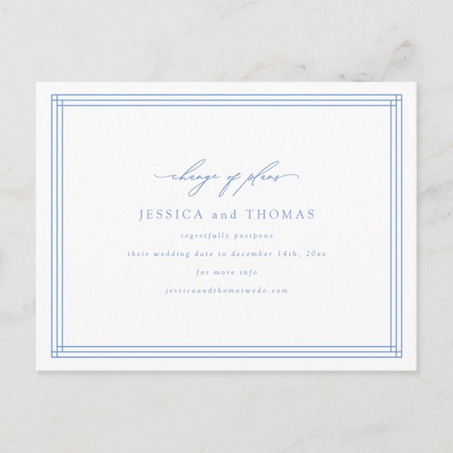 Cartão Postal De Anúncio Chic Cartão de Casamento Adiado Mudar a Data (Frente)
