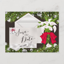 Cartão Postal De Anúncio Chic Christmas Save Date (Salvar data de Natal)