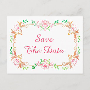Cartão Postal De Anúncio Chic Floral Aquarela 60º Aniversário Save The Date