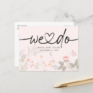Cartão Postal De Anúncio Chic Floral Nós Fazemos Casamento Salve A Data