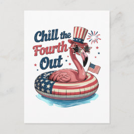 Cartão Postal De Anúncio Chill The Fourth Out Funny 4th of July Flamingo