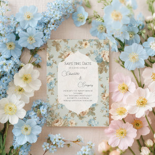 Cartão Postal De Anúncio Chique floral casamento Salve a data