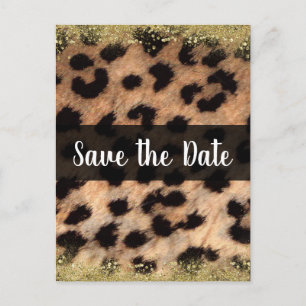 Cartão Postal De Anúncio Chita Leopardo Estampa Animal Dourado Salvar a Dat