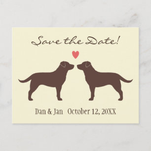 Cartão Postal De Anúncio Chocolate Labradores Cães Casamento Salvem Data