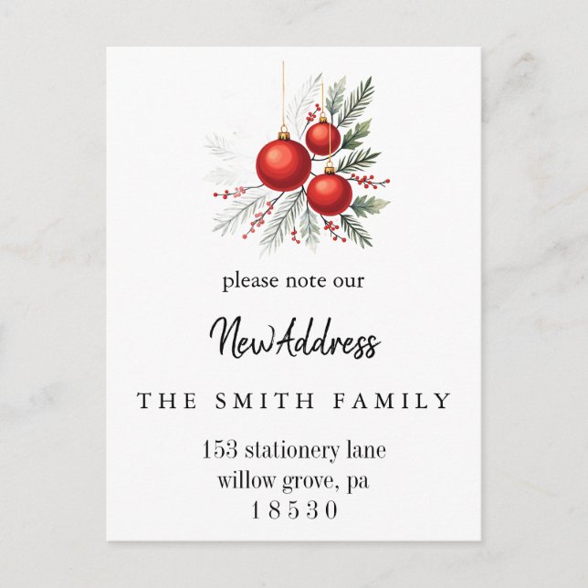 Cartão Postal De Anúncio Christmas Greenery Change of Address Insert Card (Frente)