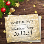 Cartão Postal De Anúncio Christmas Party Save The Date Gold Glitter Lights<br><div class="desc">Elegant Christmas Party / Winter Party / Dinner Party / Holiday Party / Corporate Party Invitation "Save The Date" template with sparkling / sparkly Gold Glitter Lights.</div>