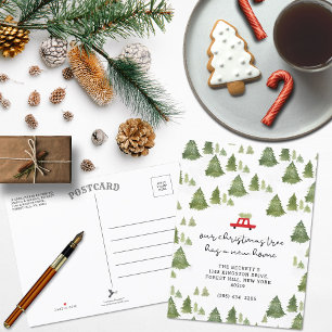 Cartão Postal De Anúncio Christmas Tree New Home Moving Announcement