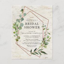 Cartão Postal De Anúncio Chuva de Noiva Rústica em Cobre Geométrico com Euc