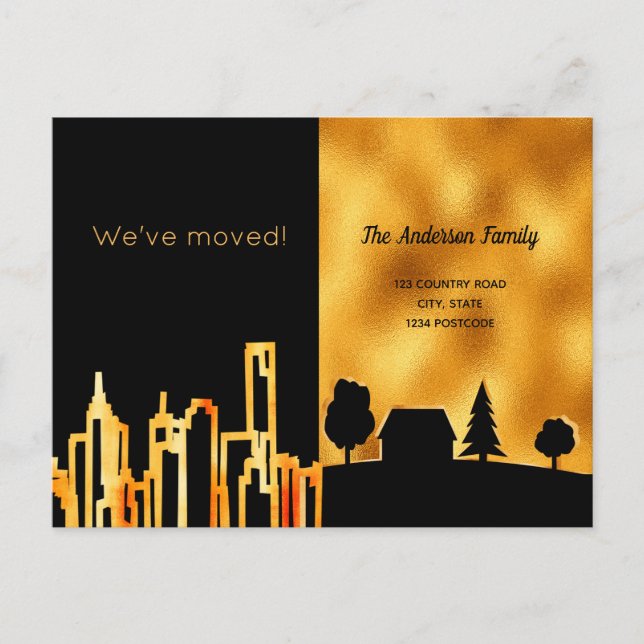 Cartão Postal De Anúncio Cidade do ouro negro para onde nos mudamos (Frente)