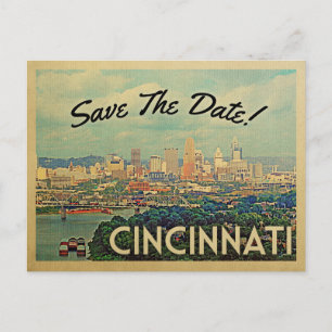 Cartão Postal De Anúncio Cincinnati Salve A Data Postais Vintage