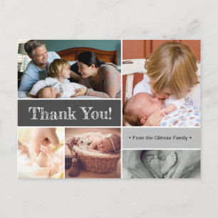 Cartão Postal De Anúncio Cinza De Mod Obrigado Apresentando Segunda Foto Pa