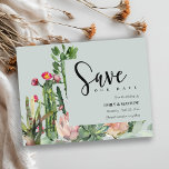 CARTÃO POSTAL DE ANÚNCIO CINZA PINK FLORAL DESERVADOR FACTI FAUNA SALVAR DA<br><div class="desc">Uma coleção perfeita para aqueles que buscam um tema de cacto vibrante elegante e gostoso. Os cactos e os designs de folhagem suculentos são pintados manualmente em aquarela. Personalize-o com seu nome, sua data de casamento e certifique-se de incluir uma mensagem especial. Muitas designs para escolher e muitos itens com...</div>
