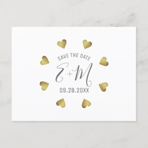 Cartão Postal De Anúncio círculo de corações de amor salvar data casamento