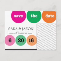 Círculos Rosa, Verde e Laranja Save the Date