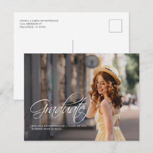 Cartão Postal De Anúncio Classe de Formando de Foto Script de Graduação 2